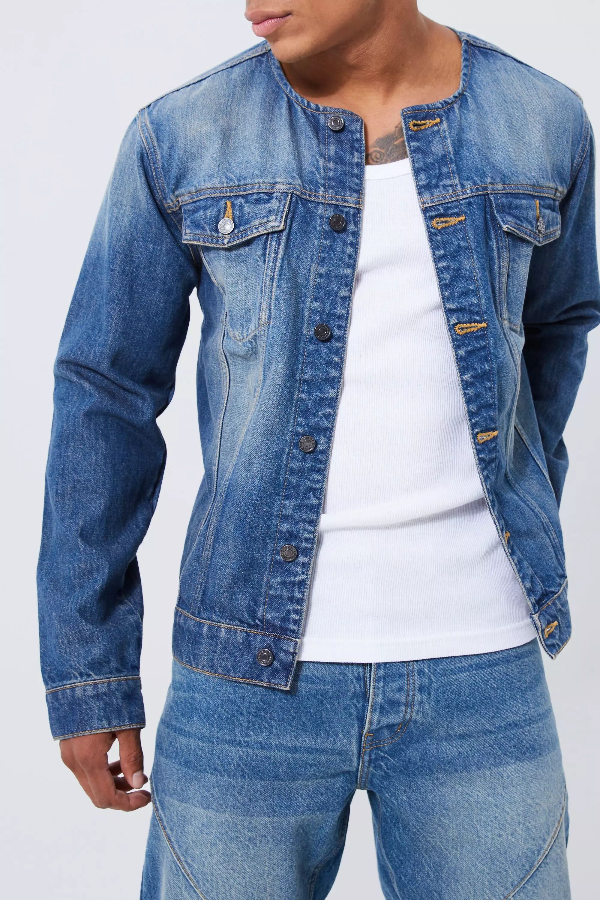 Veste en jean sans col